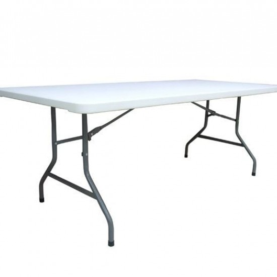 BLOW Τραπέζι Συνεδρίου - Catering Πτυσσόμενο, Μέταλλο Βαφή Γκρι, HDPE Άσπρο 198x90x74cm