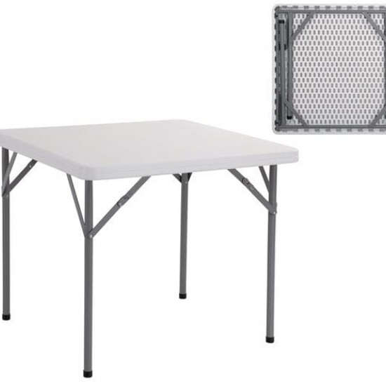 BLOW Τραπέζι Συνεδρίου - Catering Πτυσσόμενο, Μέταλλο Βαφή Γκρι, HDPE Άσπρο 86x86x74cm