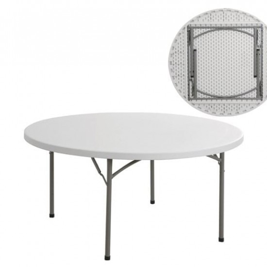 BLOW τραπέζι Συνεδρίου - Catering Πτυσσόμενο, Μέταλλο Βαφή Γκρι, HDPE Άσπρο Φ152cm H.74cm