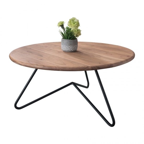 BORAL Τραπεζάκι Σαλονιού Καθιστικού, Μέταλλο Βαφή Μαύρο, Ξύλο Ακακία Φυσικό 83x83x40cm