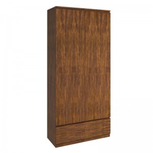 BORNEO Ντουλάπα Δίφυλλη με 1 εξωτερικό Συρτάρι, Απόχρωση Καρυδί 80x40x180cm