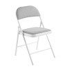 BRENDA Καρέκλα Πτυσσόμενη, Μέταλλο Βαφή Άσπρο, Ύφασμα Γκρι