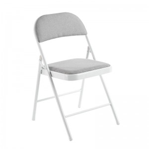 BRENDA Καρέκλα Πτυσσόμενη, Μέταλλο Βαφή Άσπρο, Ύφασμα Γκρι