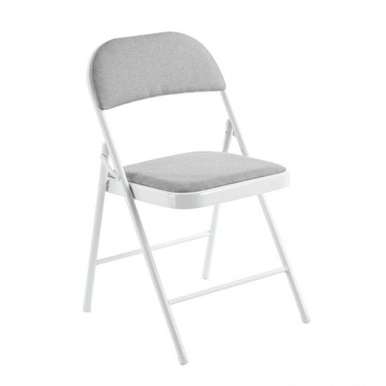 BRENDA Καρέκλα Πτυσσόμενη, Μέταλλο Βαφή Άσπρο, Ύφασμα Γκρι