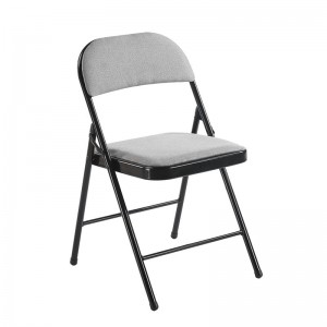 BRENDA Καρέκλα Πτυσσόμενη, Μέταλλο Βαφή Μαύρο, Ύφασμα Γκρι 46x46x78cm