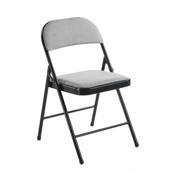 BRENDA Καρέκλα Πτυσσόμενη, Μέταλλο Βαφή Μαύρο, Ύφασμα Γκρι 46x46x78cm