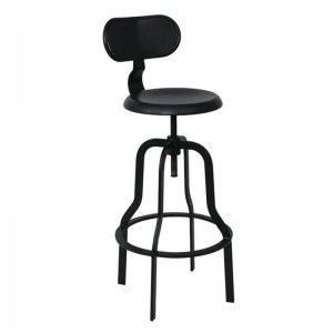 BRUNO Σκαμπό BAR με Πλάτη, Μέταλλο Βαφή Μαύρο 43x50x91/106cm