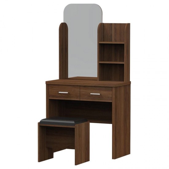 CALIBER Set Τουαλέτα + Σκαμπό Απόχρωση Καρυδί 80x39x155