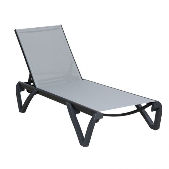 CAPRI K/D Ξαπλώστρα Αλουμίνιο Μαύρο, PP-UV Μαύρο - Textilene Γκρι 68/58x190x30cm