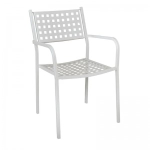 CAPRICE Πολυθρόνα Στοιβαζόμενη, Μέταλλο Βαφή Άσπρο 54x51x84cm