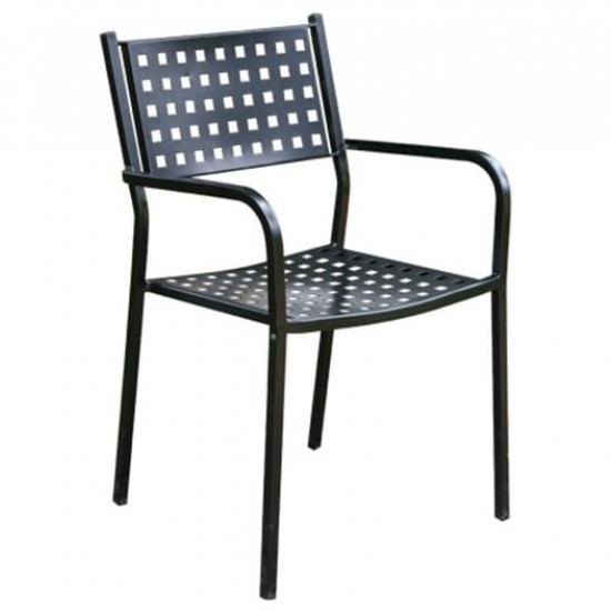 CAPRICE Πολυθρόνα Στοιβαζόμενη, Μέταλλο Βαφή Μαύρο 54x51x84cm