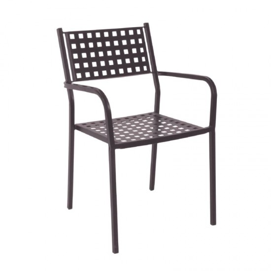 CAPRICE Πολυθρόνα Στοιβαζόμενη, Μέταλλο Βαφή Sand Brown 54x51x84cm