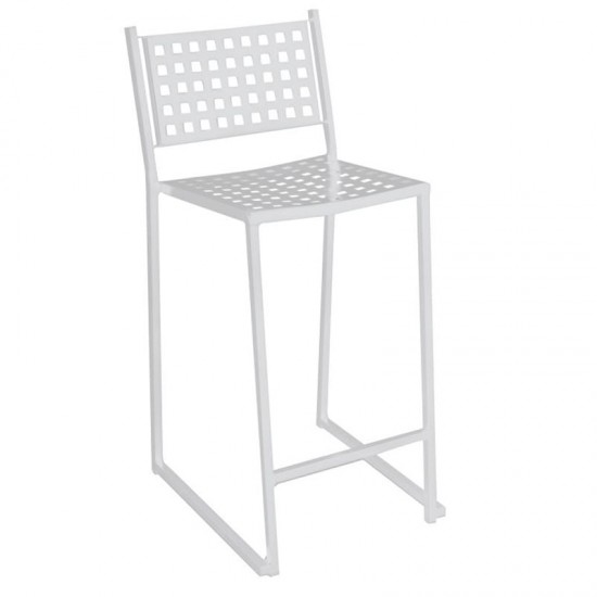CAPRICE Σκαμπό BAR με Πλάτη, Στοιβαζόμενο, Μέταλλο Βαφή Άσπρο 43x50x74/102cm