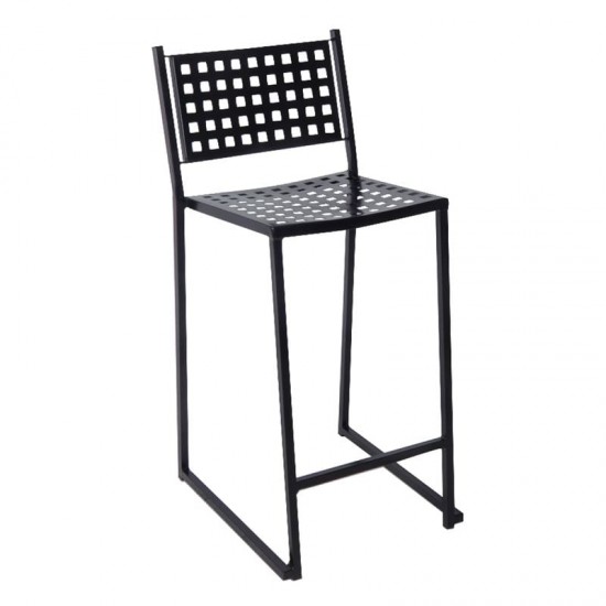 CAPRICE Σκαμπό BAR-Pro με Πλάτη Στοιβαζόμενο, Μέταλλο Βαφή Μαύρο 43x50x74/102cm