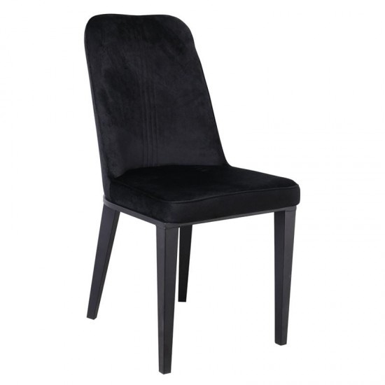CASTER Καρέκλα Τραπεζαρίας Κουζίνας, Μέταλλο Βαφή Μαύρο Ύφασμα Velure Μαύρο 45x60x89cm