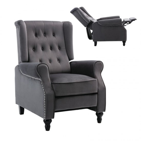 CHESTER Relax Πολυθρόνα Μπερζέρα Σαλονιού, Καθιστικού Ύφασμα Velure Γκρι 78x85x104cm