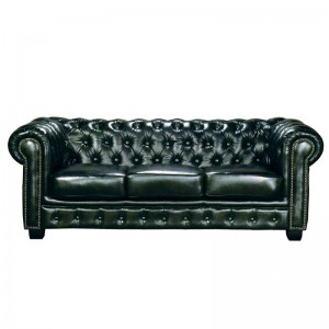 CHESTERFIELD 689 Kαναπές 3Θέσιος Σαλονιού - Καθιστικού, Δέρμα, Απόχρωση Antique Green 201x92x74cm