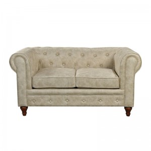 CHESTERFIELD Kαναπές 2Θέσιος Σαλονιού - Καθιστικού, Ύφασμα Απόχρωση Μπεζ 150x82x77cm
