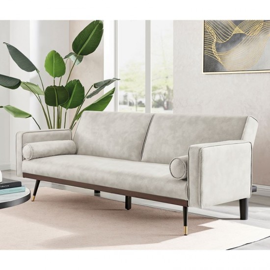 CLICK Καναπές - Κρεβάτι Σαλονιού - Καθιστικού, Ύφασμα Suede Εκρού 192x84x76cm