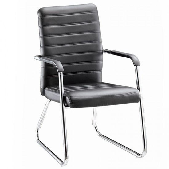 COLLET Πολυθρόνα Γραφείου Επισκέπτη Μέταλλο Χρώμιο, Pu Μαύρο 54x60x96cm