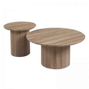 DIAZ Set-2 Τραπεζάκια Σαλονιού-Καθιστικού, ΜDF Απόχρωση Sonoma Φ50+Φ80cm