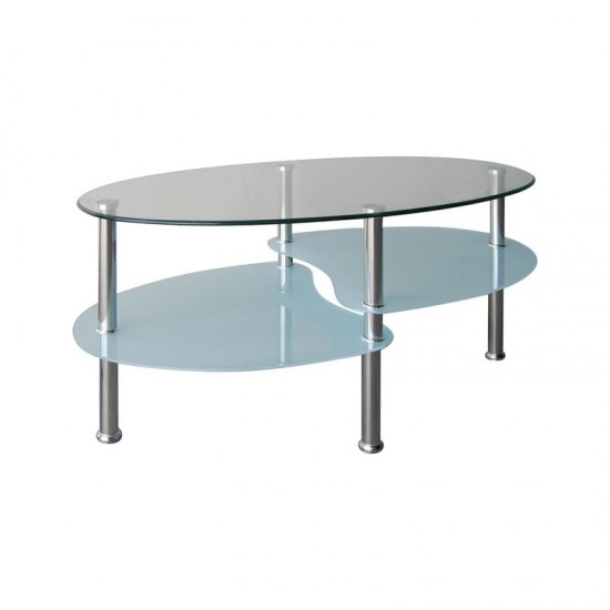 CORSICA Τραπεζάκι Σαλονιού Καθιστικού Inox - Γυαλί 90x50x44cm