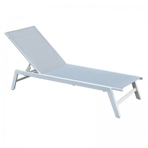 CORTE Ξαπλώστρα K/D, Μέταλλο Βαφή Άσπρο, Textilene Ανοιχτό Γκρι  60x191x31cm