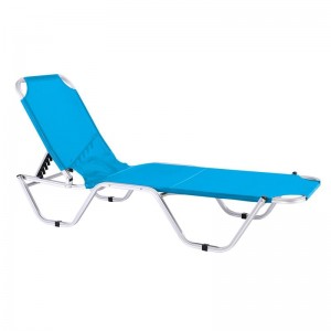 CRETA Ξαπλώστρα Αλουμινίου Textilene Γαλάζιο, Στοιβαζόμενη 60x197x30cm Προφίλ 25x25x1,5mm