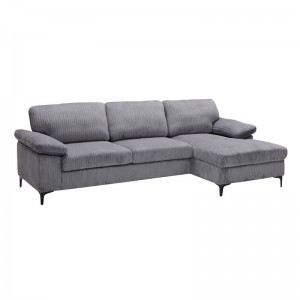CYRIL Καναπές Αριστερή Γωνία, Ύφασμα Κοτλέ Γκρι 267x132x84cm