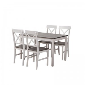 DAILY Set Τραπεζαρία Ξύλινη Σαλονιού - Κουζίνας: Τραπέζι + 4 Καρέκλες / Άσπρο - Dark Oak