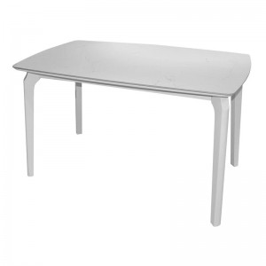 DALIN Τραπέζι Τραπεζαρίας- Κουζίνας, Ξύλο Άσπρο-Επιφάνεια Sintered Stone White Marble 130x80x74cm