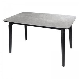 DALIN Τραπέζι Τραπεζαρίας- Κουζίνας, Ξύλο Μαύρο-Επιφάνεια Sintered Stone Grey Marble 130x80x74cm