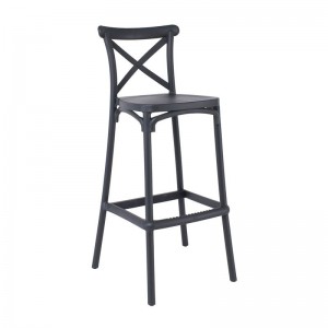 DESTINY Σκαμπό BAR με Πλάτη, PP Ανθρακί, Στοιβαζόμενο 50x53x75/108cm