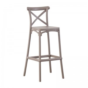 DESTINY Σκαμπό BAR με Πλάτη, PP Mocha, Στοιβαζόμενο 50x53x75/108cm