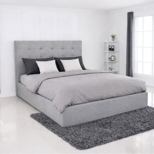 DOLCE Κρεβάτι Διπλό με Αποθηκευτικό Χώρο, για Στρώμα 160x200cm, Ύφασμα Γκρι