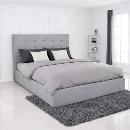 DOLCE Κρεβάτι Διπλό με Αποθηκευτικό Χώρο, για Στρώμα 160x200cm, Ύφασμα Γκρι