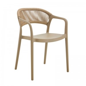 DONNA Πολυθρόνα Στοιβαζόμενη, PP-UV Tortora, Rope Wicker Φυσικό 56x54x81cm