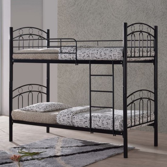 DECKER Κρεβάτι Κουκέτα Μέταλλο Βαφή Μαύρο 90x200cm
