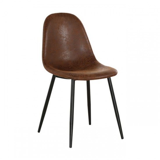 CELINA Καρέκλα Μέταλλο Βαφή Μαύρο, Ύφασμα Suede Καφέ Antique 45x54x85cm
