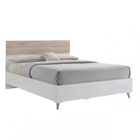 ALIDA Κρεβάτι Διπλό για Στρώμα 150x200cm, Απόχρωση Sonoma - Άσπρο 157x203x100