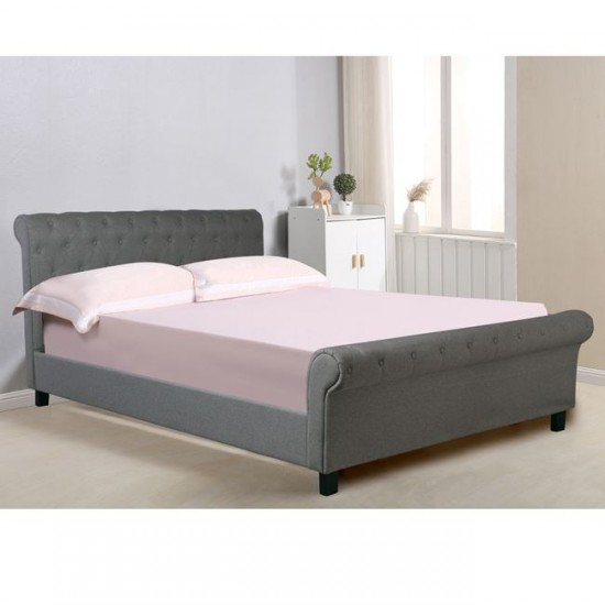 HARMONY Κρεβάτι Διπλό για Στρώμα 160x200cm, Ύφασμα Γκρι 169x240x104cm