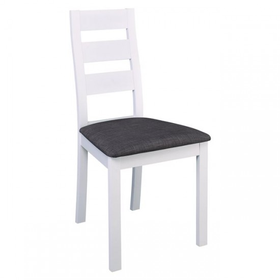MILLER Καρέκλα Οξιά Άσπρο,Ύφασμα Γκρι 45x52x97cm