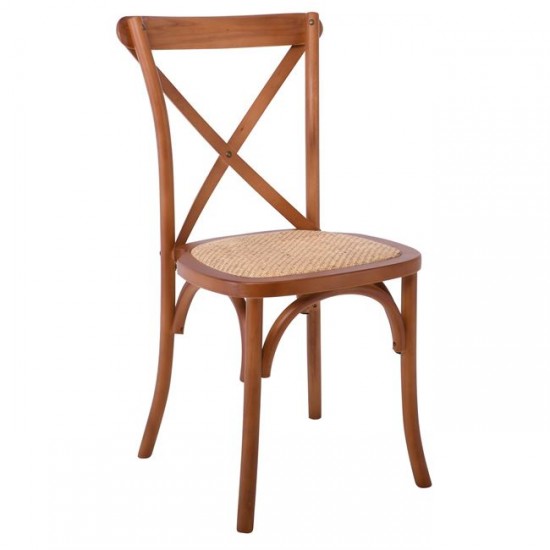 DESTINY Καρέκλα Τραπεζαρίας Οξιά Καρυδί, Κάθισμα Ψάθα, Στοιβαζόμενη 48x52x89cm