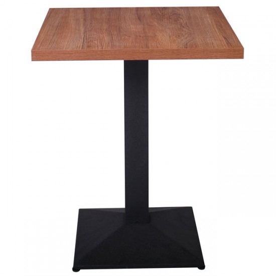 MARCO Τραπέζι Τετράγωνο Επιφάνεια Melamine Καρυδί Βάση Μέταλλο Μαύρο 60x60x74cm