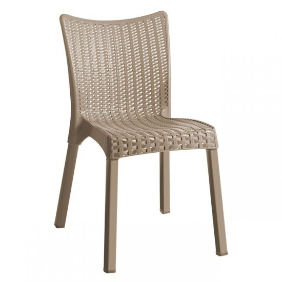 DORET Καρέκλα Στοιβαζόμενη PP Cappuccino, με πόδι αλουμινίου 50x55x83cm
