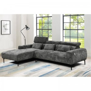 ELORA Καναπές Σαλονιού Δεξιά Γωνία, Ανακλινόμενα Κεφαλάρια, Ύφασμα Γκρι 261x171x95cm