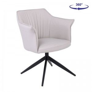 EVELYN Πολυθρόνα Περιστρεφόμενη, Μέταλλο Βαφή Μαύρο, Pu Γκρι 64x63x80cm