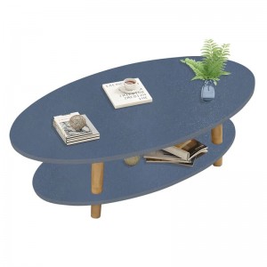 FINE Τραπεζάκι Σαλονιού Καθιστικού με Ράφι, Γκρι - Φυσικό 100x50x43cm