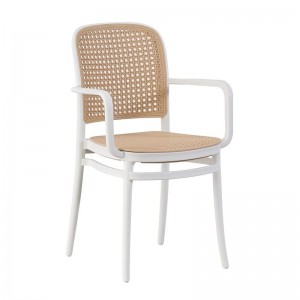 FLORENCE Πολυθρόνα PP Άσπρο, PP Rattan Μπεζ, Στοιβαζόμενη 54x54x84cm