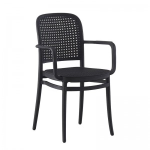 FLORENCE Πολυθρόνα PP Μαύρο, PP Rattan Μαύρο, Στοιβαζόμενη 54x54x84cm